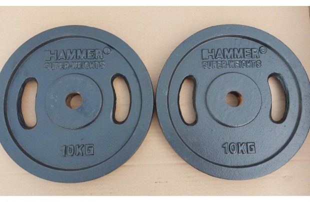2 db 10 kg-os Hammer súlyzó tárcsa, súlytárcsa 31 mm