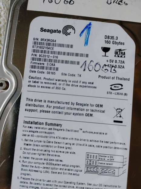 2 db 160 GB Seagate IDE/PATA HDD 100/100 4000Ft/db