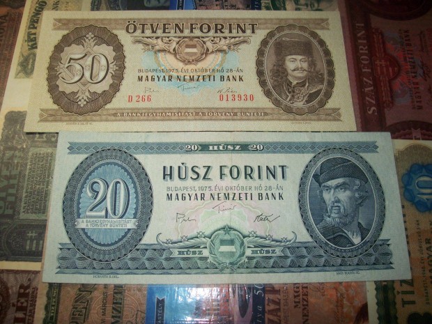 2 db 1975 évjáratú. 20 és 50 forintos. C256, D266. Kép szerint