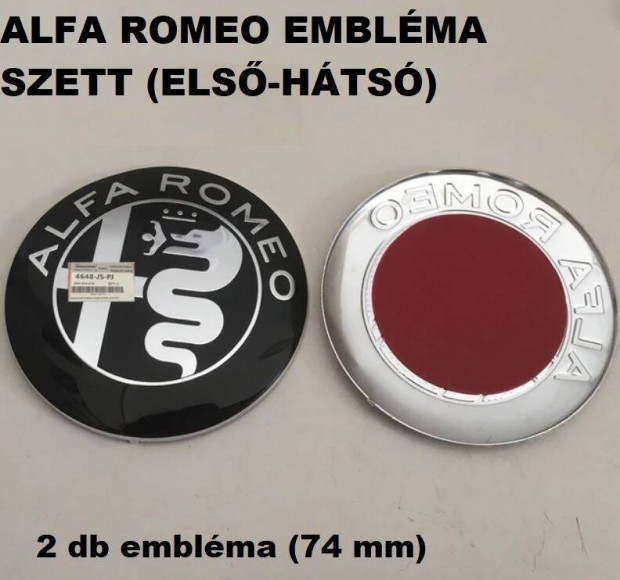 2 db Alfa Romeo embléma csomagtartó + motorháztető logó