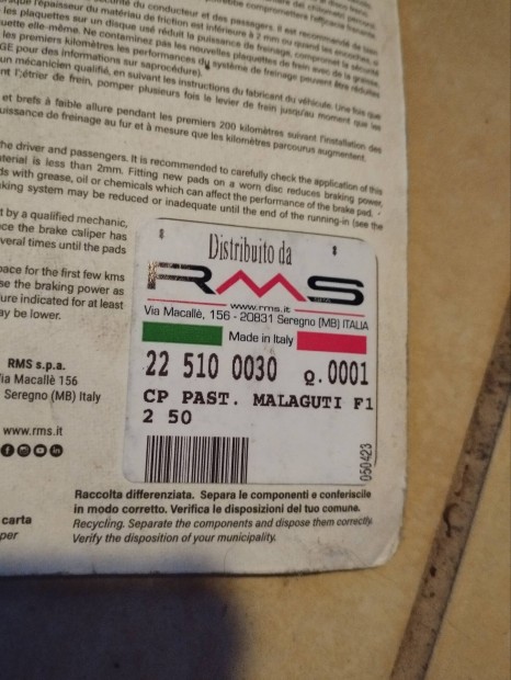 2 db Malaguti F12 új RMS fékbetét