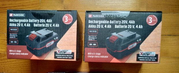 2 db Parkside PAP 20 B3 20V 4Ah li-ion akku akkumultor j, bontatlan