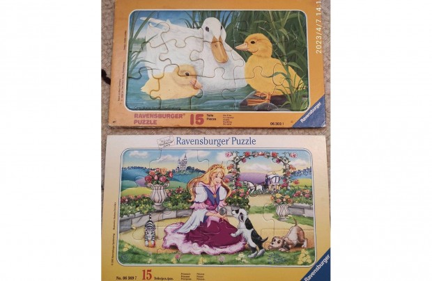 2 db Ravensburger puzzle, kirakó 15 db-os