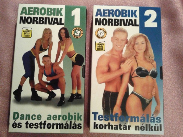 2 db VHS kazetta Aerobik Norbival cmmel csomagban
