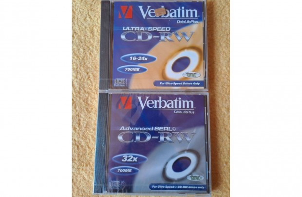 2 db Verbatim CD-RW 700 MB lemez - Eredeti fliban, j