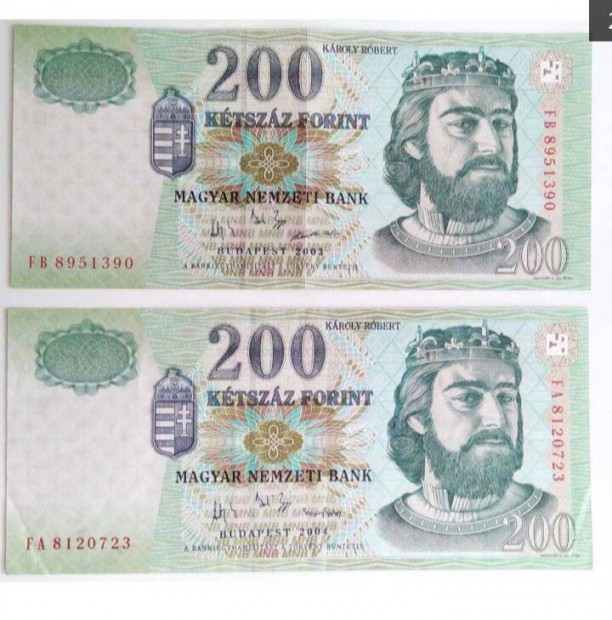 2 db. 200 forintos bankjegy