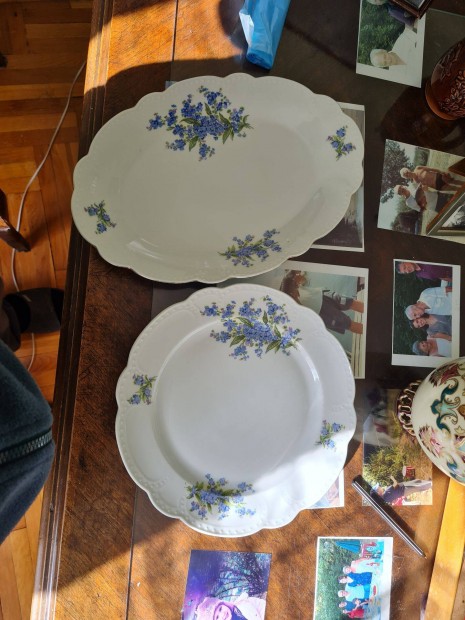 2 db antik Zsolnay nefelejcses porcelán tálaló tál eladó