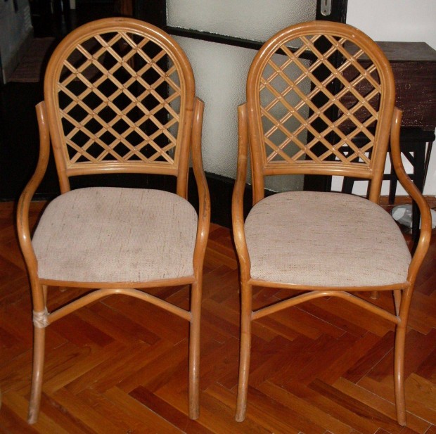 2 db bambusz karfás kerti szék - fotel