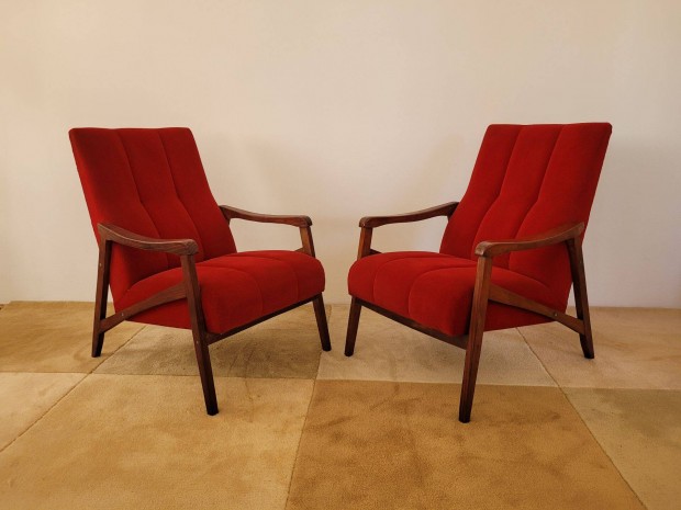 2 db retro fakarfás fotel mid century