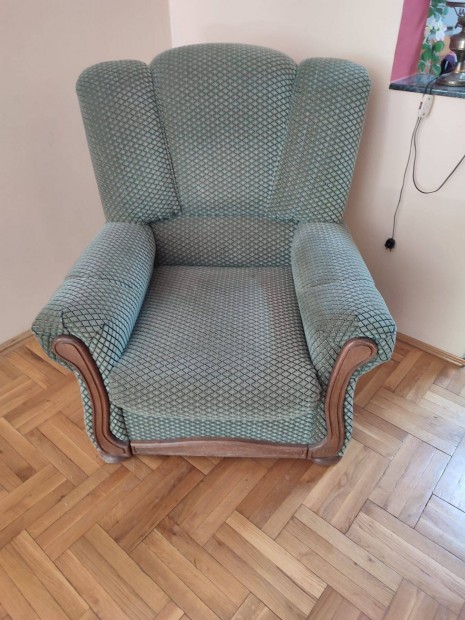 2 db zöld retró stílusú fotel