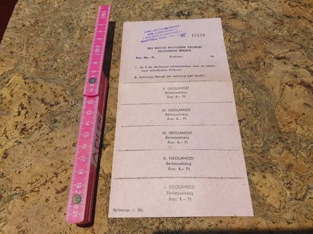 2 szett retro m�rnem�rv�nyes iskolamozi b�rletjegy Szombathely szocre�
