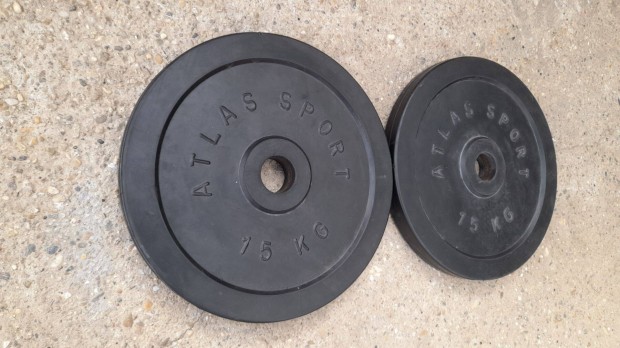 2 x 15 kg ATLAS gumírozott olimpiai súlytárcsa 51 mm gumis súly