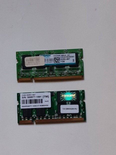 2 x 1GB DDR2 667MHz laptop memória