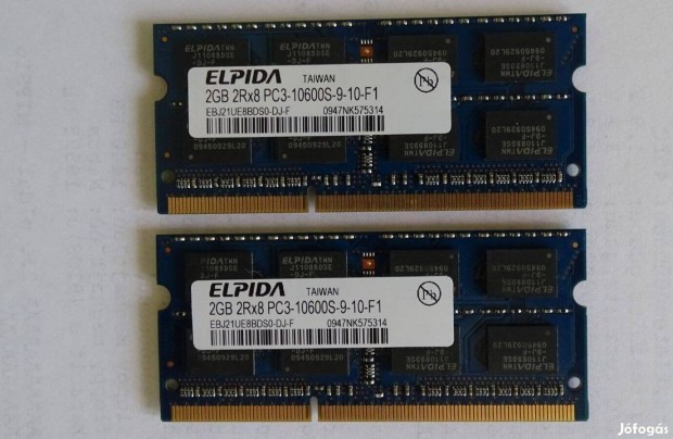 2 x 2 GB Elpida PC3-10600 laptop memria