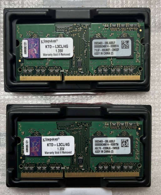2 x 4 GB DDR3L, 1600 MHz, CL11 1.35V laptop memria - Kingston Ktd-L3C