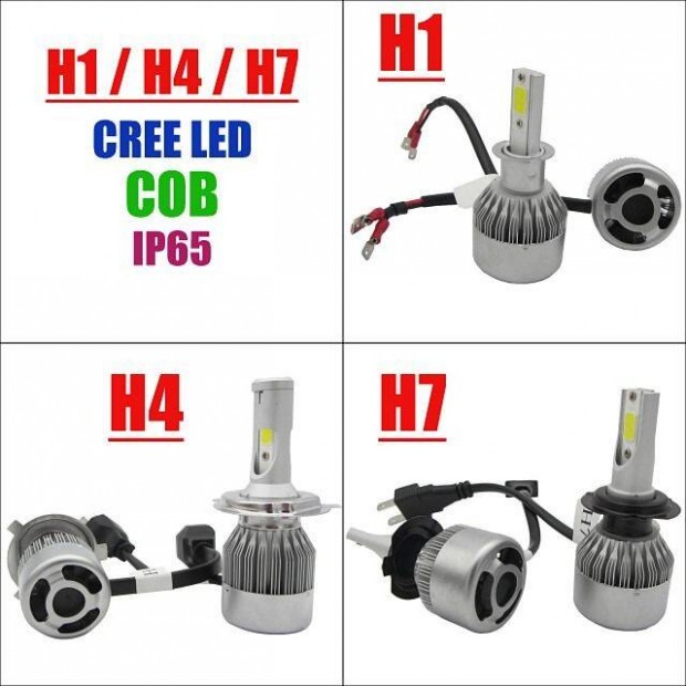 2db Ledes H1 H3 Autó Fényszóró Izzó Lámpa COB LED 12V Jégfehér _
