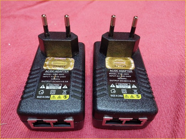 2db POE injector, tápfeladó 48V 0.5A