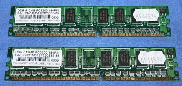 2db Samsung 512Mb DDR-400 memriamodul