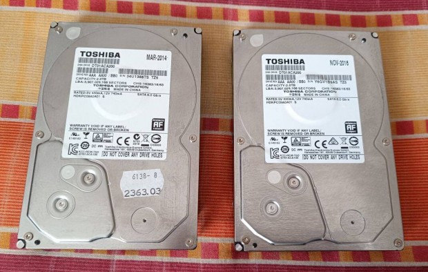 2db Toshiba 2TB 7200rpm 64MB, hibsak