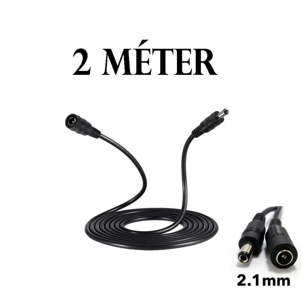 2m-es DC hosszabbt kbel kamerkhoz, dug-aljzat 5.5 * 2.1MM fekete