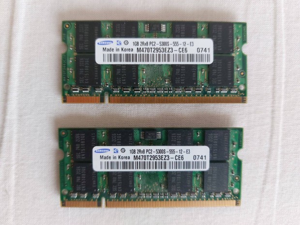 2x1 GB DDR2 Samsung notebook ram