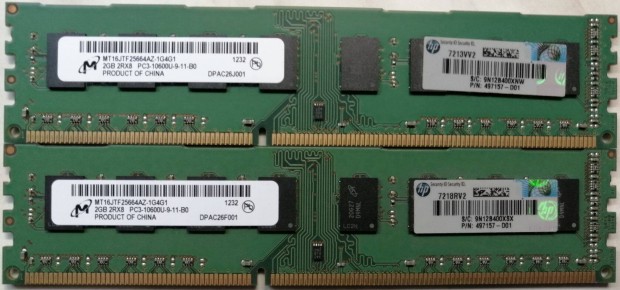 2x2GB Micron MT16Jtf25664Az-1G4G1 2GB PC3-10600U-9-11-B0 1333MHz 2Rx8