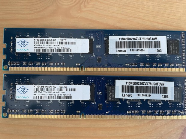 2x4GB Nanya asztali PC RAM DDR3 1333MHZ 
