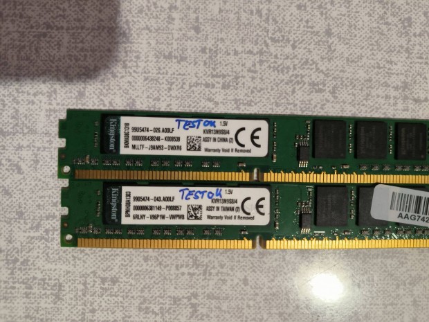 2x 4GB DDR3 1600 MHz Kingston Kvr - tesztelt, hibtlan, prbagar