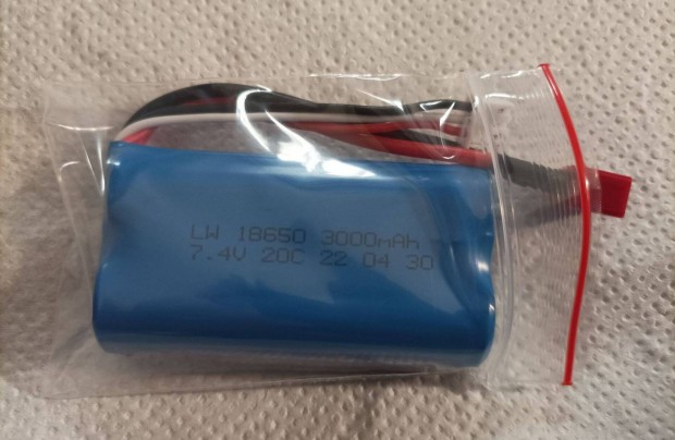 3000mAh 7.4V új rc akku (pl. Wltoys 12428 típusú autóhoz) eladó!