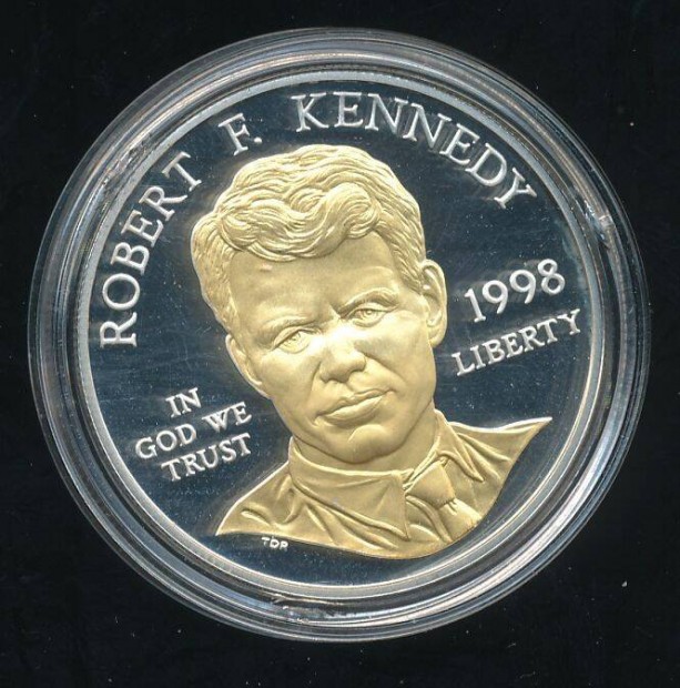 3160USA 1 dollár 1998, ezüst érme, arany applikációval, Robert Kennedy