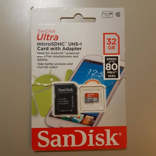 32GB Sandisk Ultea memria krtya s adapter