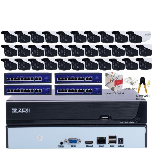 32 KAMERS BIZTONSGI KAMERARENDSZER 5MP/ IP/ PoE SWITCH/ AI/ 60M IR/