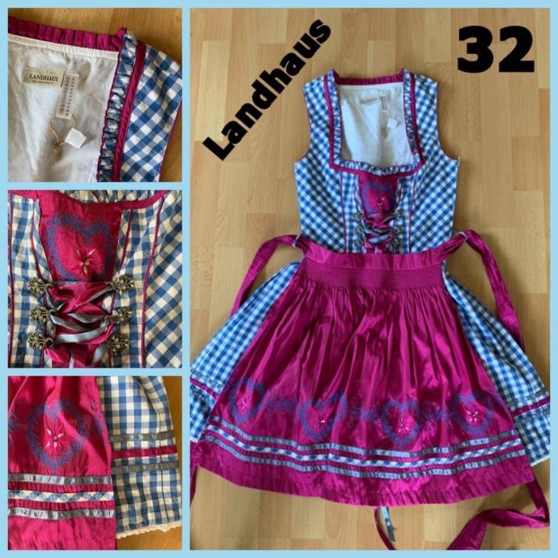 32-es Dirndl ruha pink-kk kocks /Landhaus/