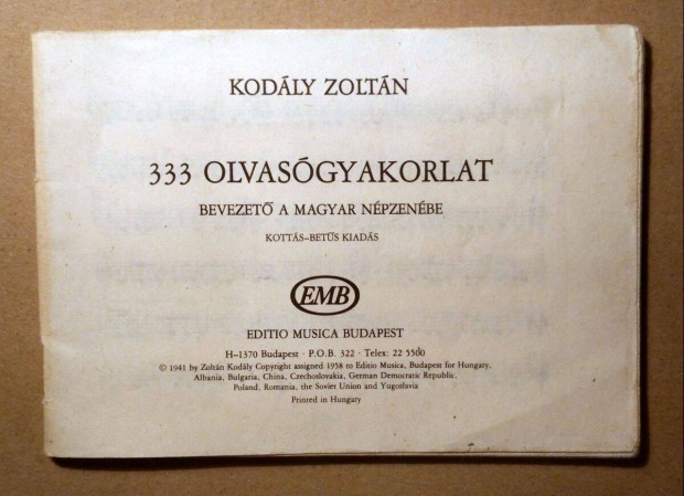 333 Olvasgyakorlat (Kodly Zoltn) kb.1985 (borthinyos)