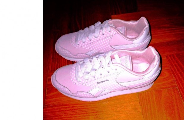 33, bth: 21,5 cm Új Reebok fehér pöttyös rózsaszín cipő
