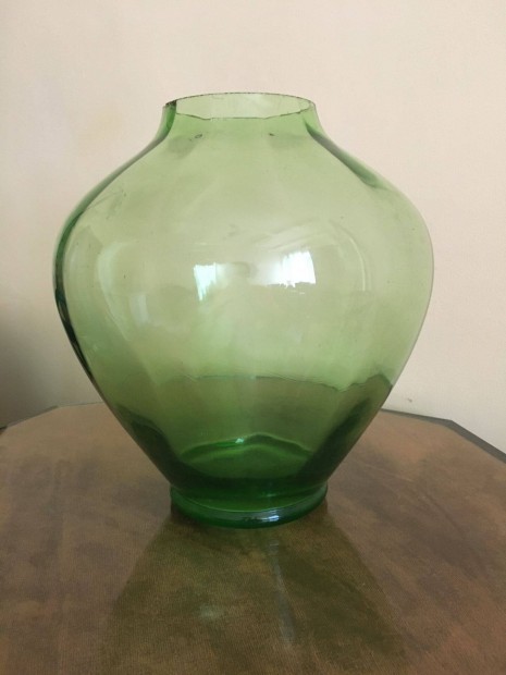 33 cm magas zold dekor uveg vaza, padlovaza