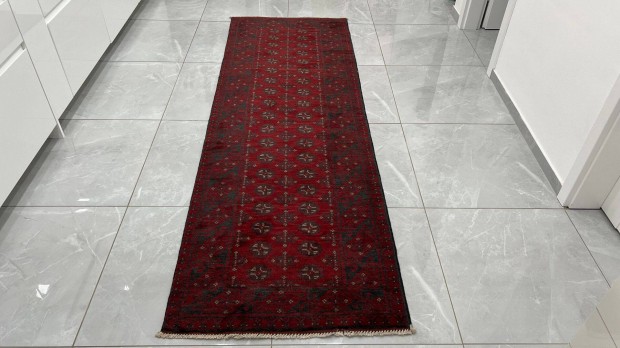 3462 Afghan Bokhara Kézi Gyapjú Perzsa Futó Szőnyeg 80X247CM Ingyen Fu