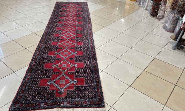 3467 Iráni Senneh kézi csomó gyapjú perzsa futó szőnyeg 93X383CM