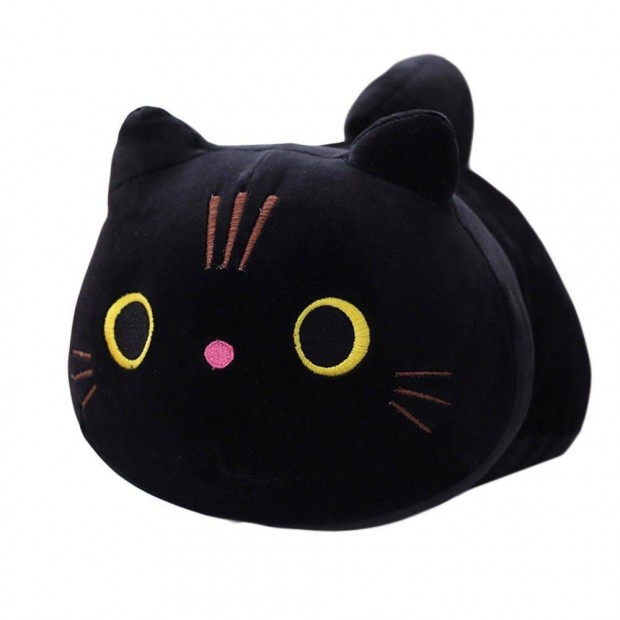 35cm fekete plss cica macska