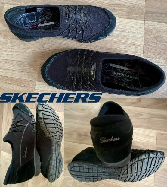 36,5-37 Skechers Relaxed Fit Memory fekete extra knyelmes cip