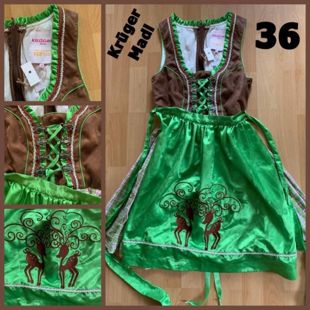 36-os barna-zld Dirndl ruha /Krger/