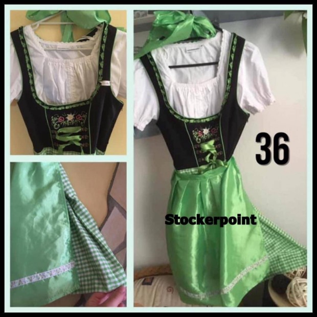 36-os fekete-zld kocks Dirndl ruha blzzal /Stockerpoint/