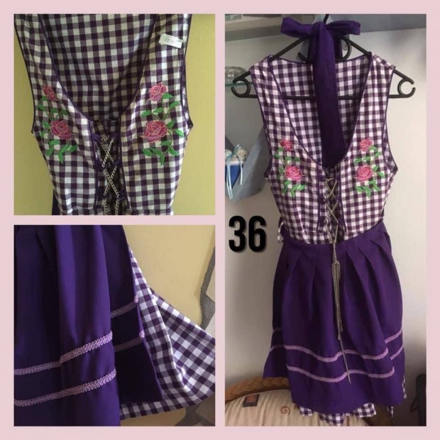 36-os lila kocks Dirndl ruha