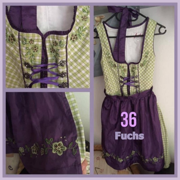 36-os lila-zld kocks Dirndl ruha /Fuchs/