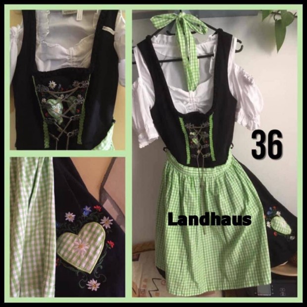 36-os zld-fekete Dirndl ruha blzzal /Landhaus/