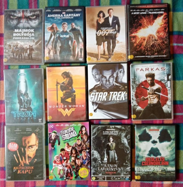 37 DVD Amerika Kapitny Wonder Woman Star Trek Farkas James Bond stb