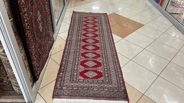 3883 Pakisztáni Yamud kézi csomó gyapjú perzsa futó szőnyeg 77X228CM