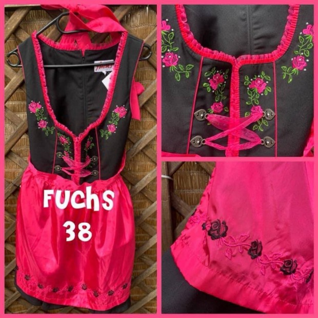 38-as Dirndl ruha fekete-pink /Fuchs/