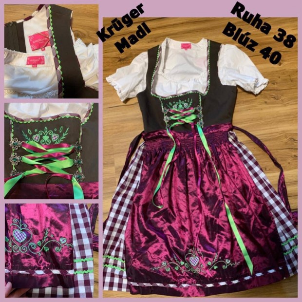 38-as barna-lila Dirndl ruha blzzal /Krger/