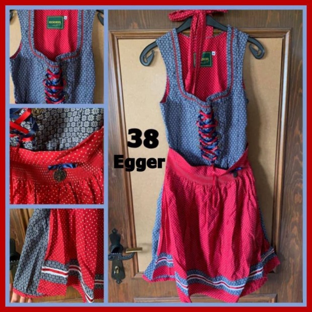 38-as kk-piros mints Dirndl ruha /Egger/